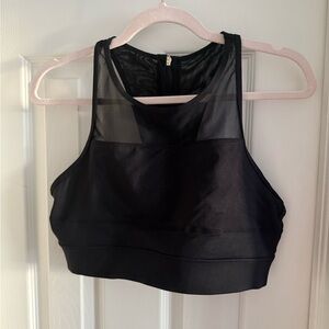 ZYIA Black High-Neck Mesh Sports Bra